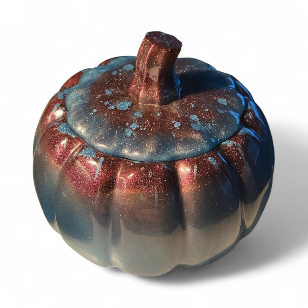 Ceramic Pumpkin Decor in turquoise multicolor! NWOT - Picture 5 of 6